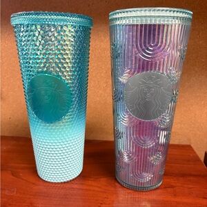 Starbucks Blue and Iridescent Tumbler Duo